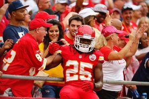 Kansas City Legend Jamaal Charles the Chiefs in the Super Bowl Leading and a Bud Light Celebration